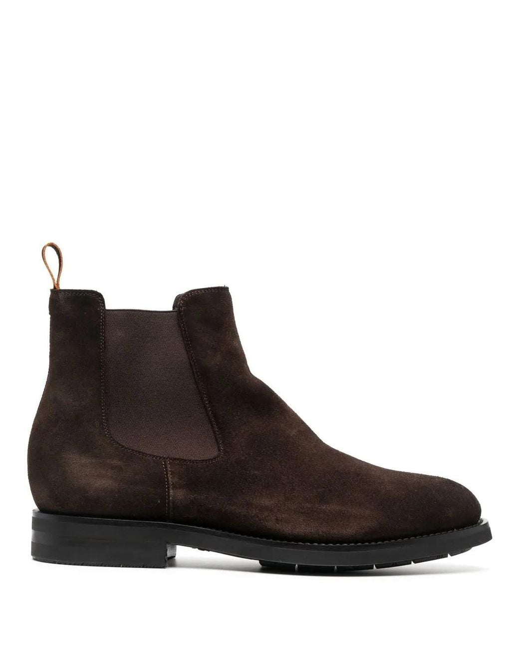 Santoni Brown Suede Chelsea Boots with Elasticated Panels for men