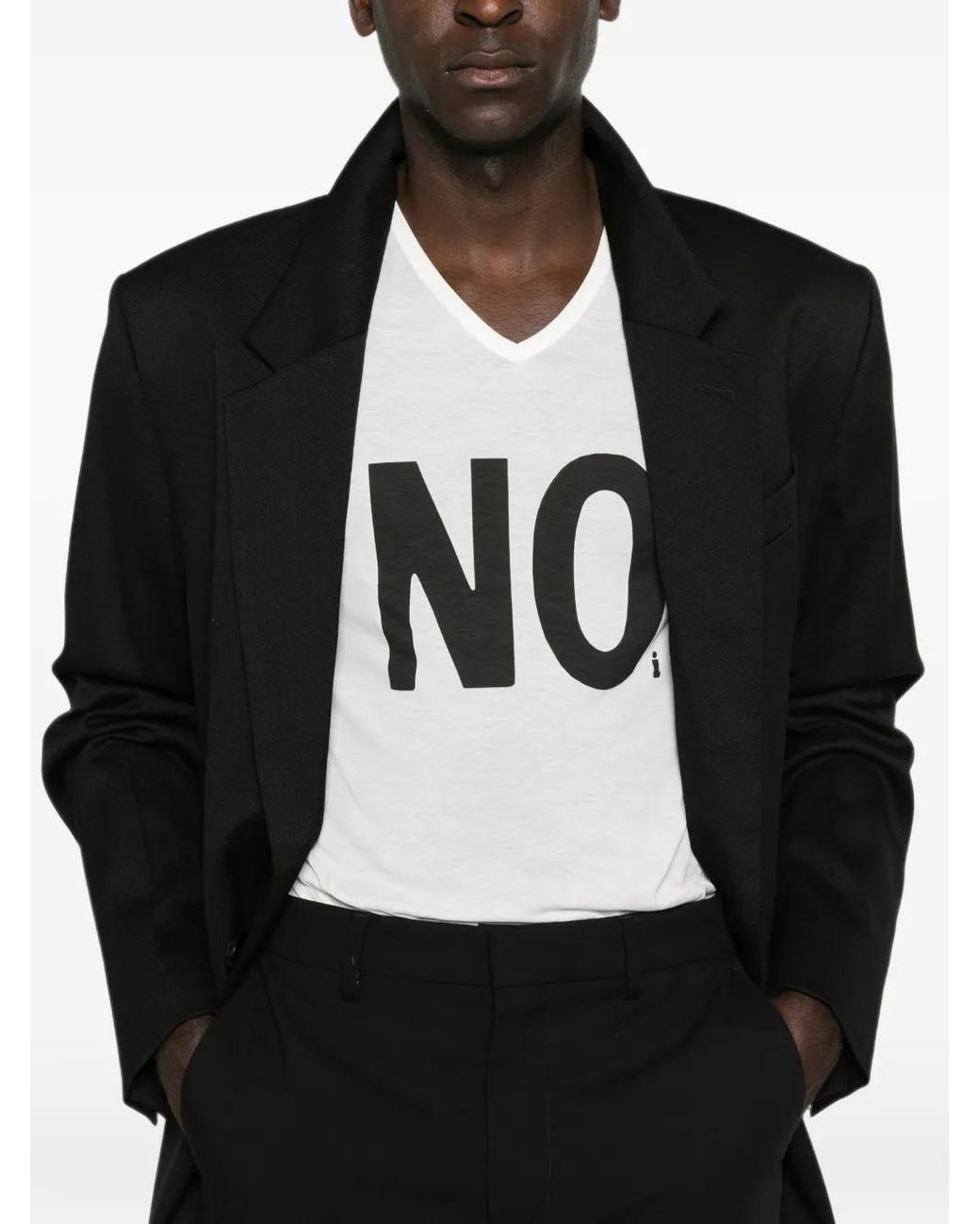 Fendi White V-Neck T-Shirt for men
