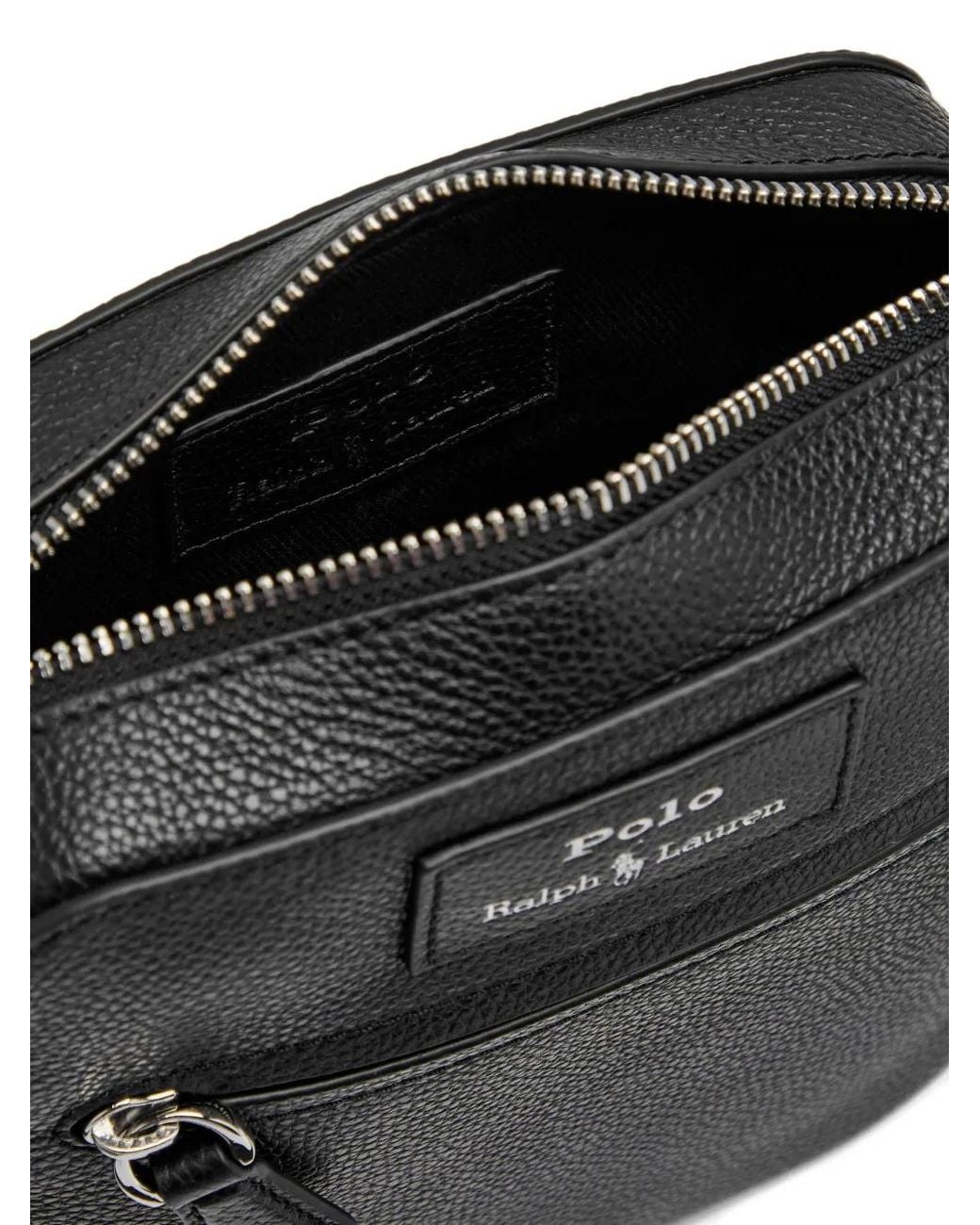 Polo Ralph Lauren Black Pebble -Eather Messenger Bag for men