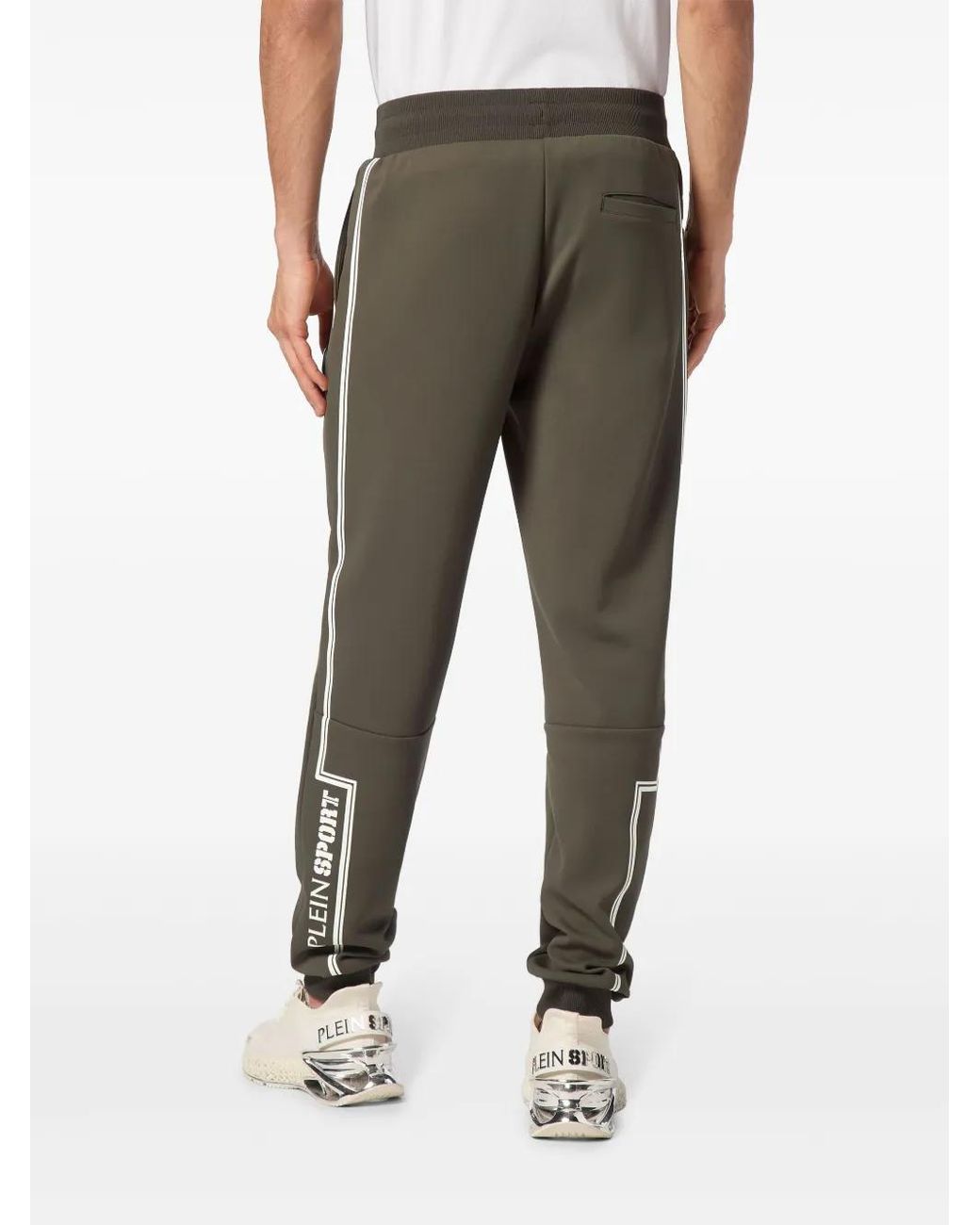 Philipp Plein Green Logo-Print Track Pants for men