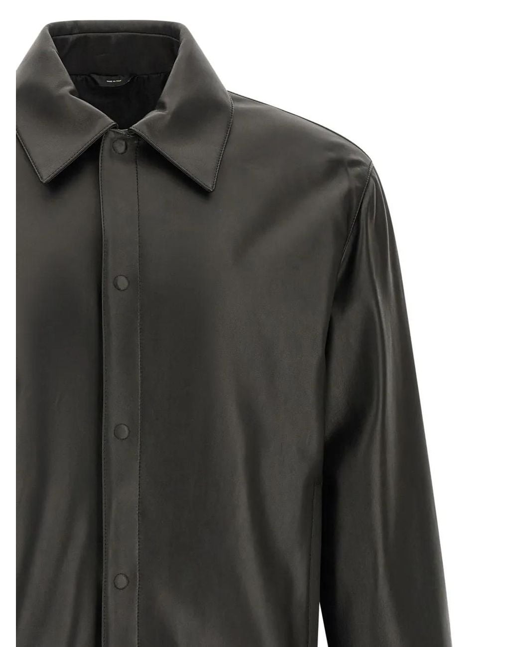 Fendi Gray Leather Blouson Jacket for men