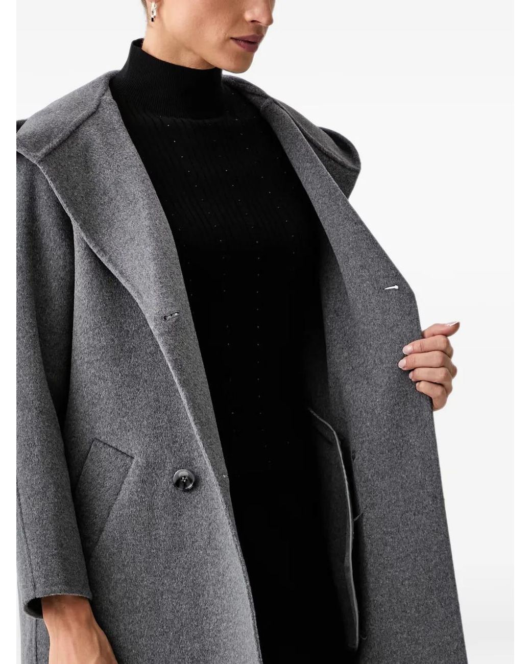 Silvian Heach Black Manteau Croisé À Capuche