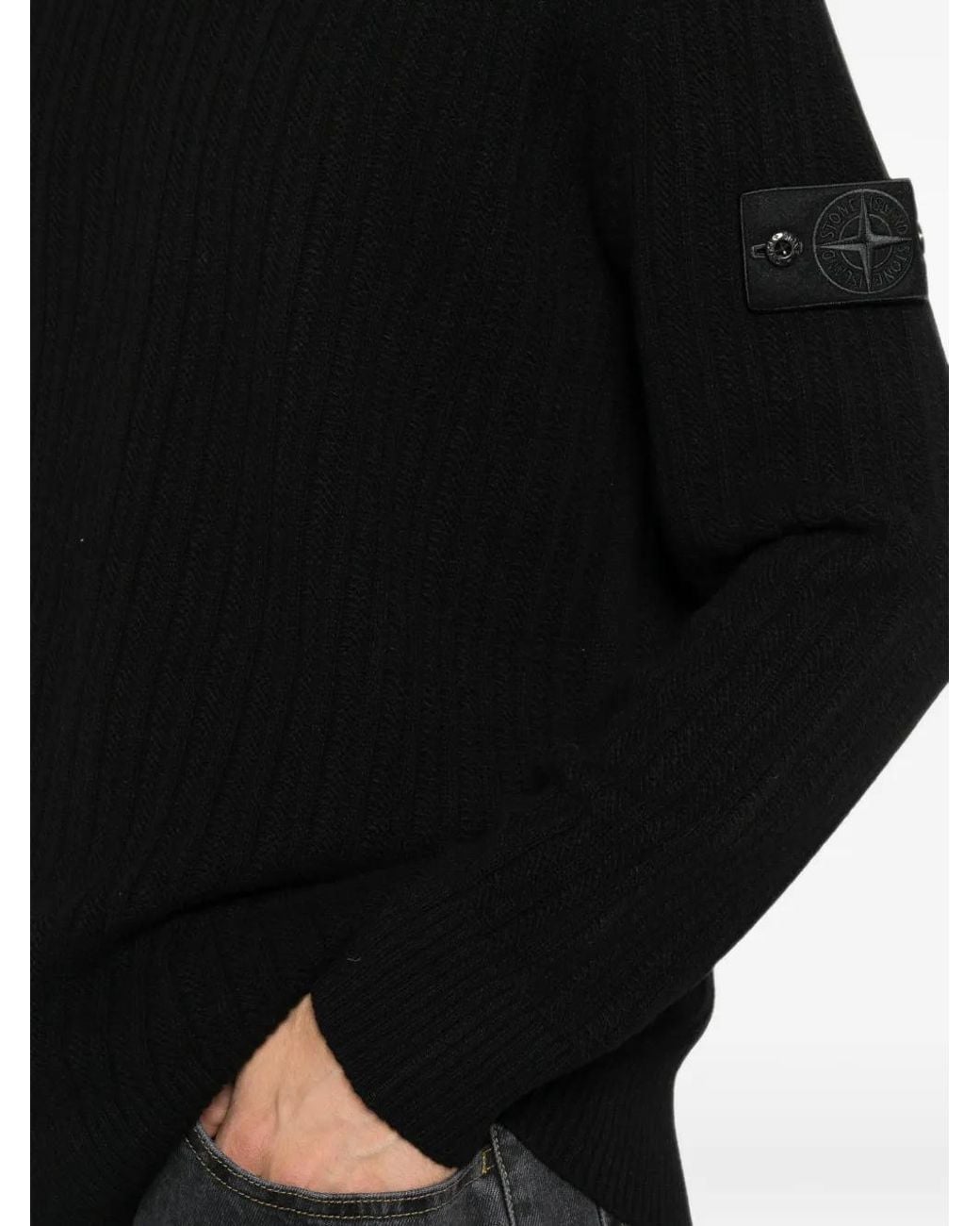 Pull Côtelé À Patch Logo Stone Island pour homme en coloris Black