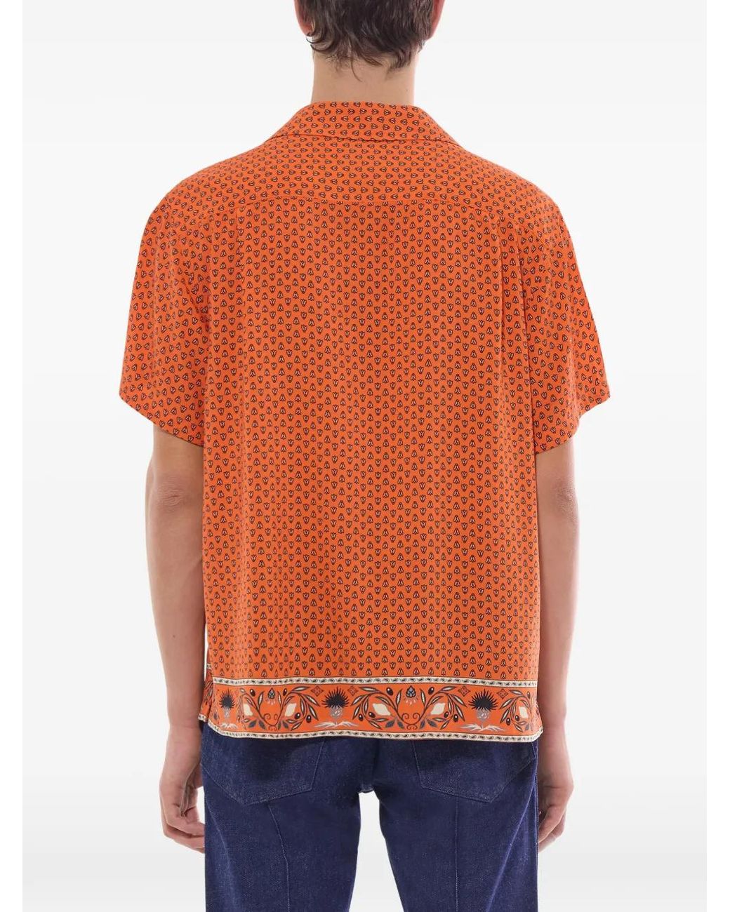 Fursac Orange Short-Sleeve Shirt for men