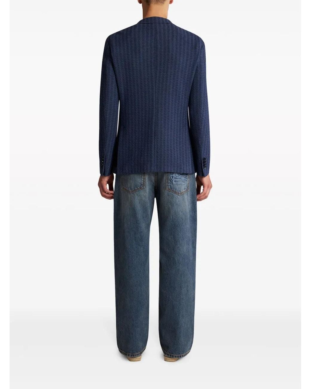 Etro Blue Striped Cotton Blazer for men