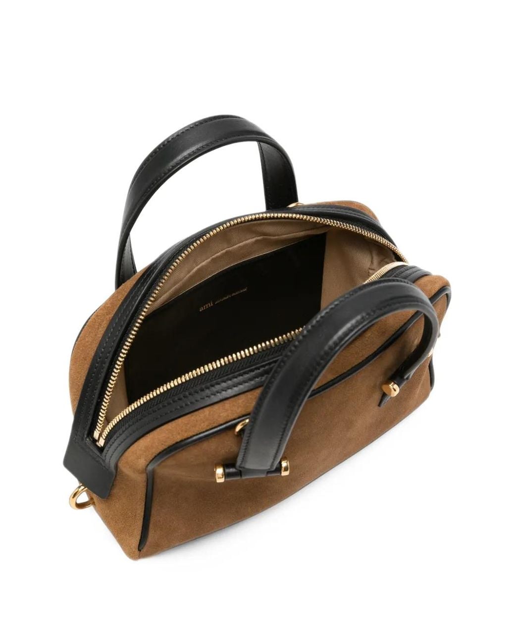 AMI Black Suede Leather Tote Bag