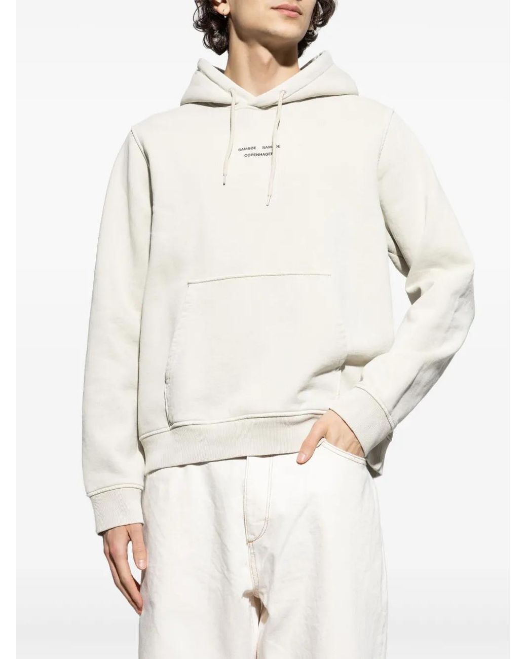 Samsøe & Samsøe White Logo-Print Hoodie for men