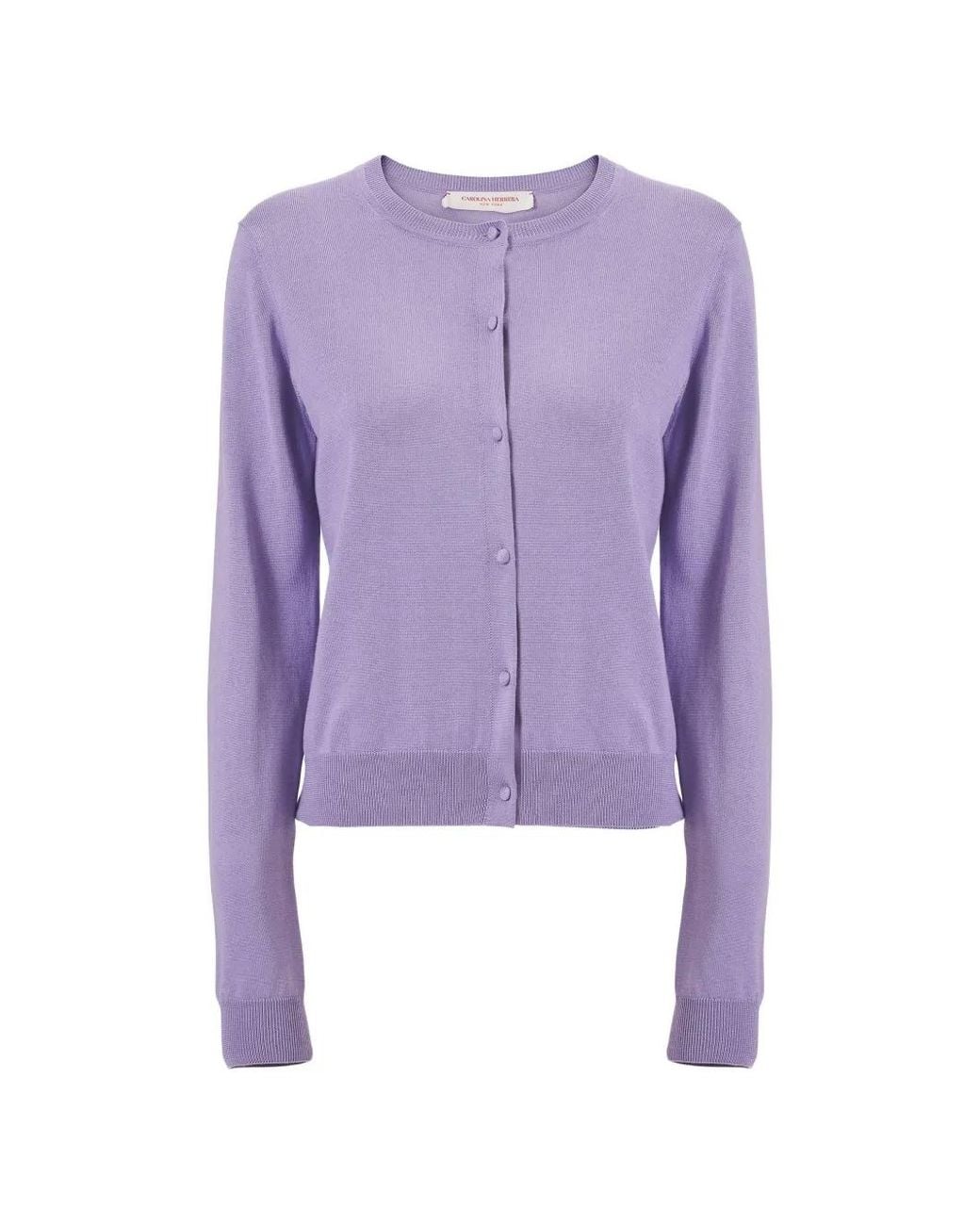 Carolina Herrera Purple Crew-Neck Cardigan