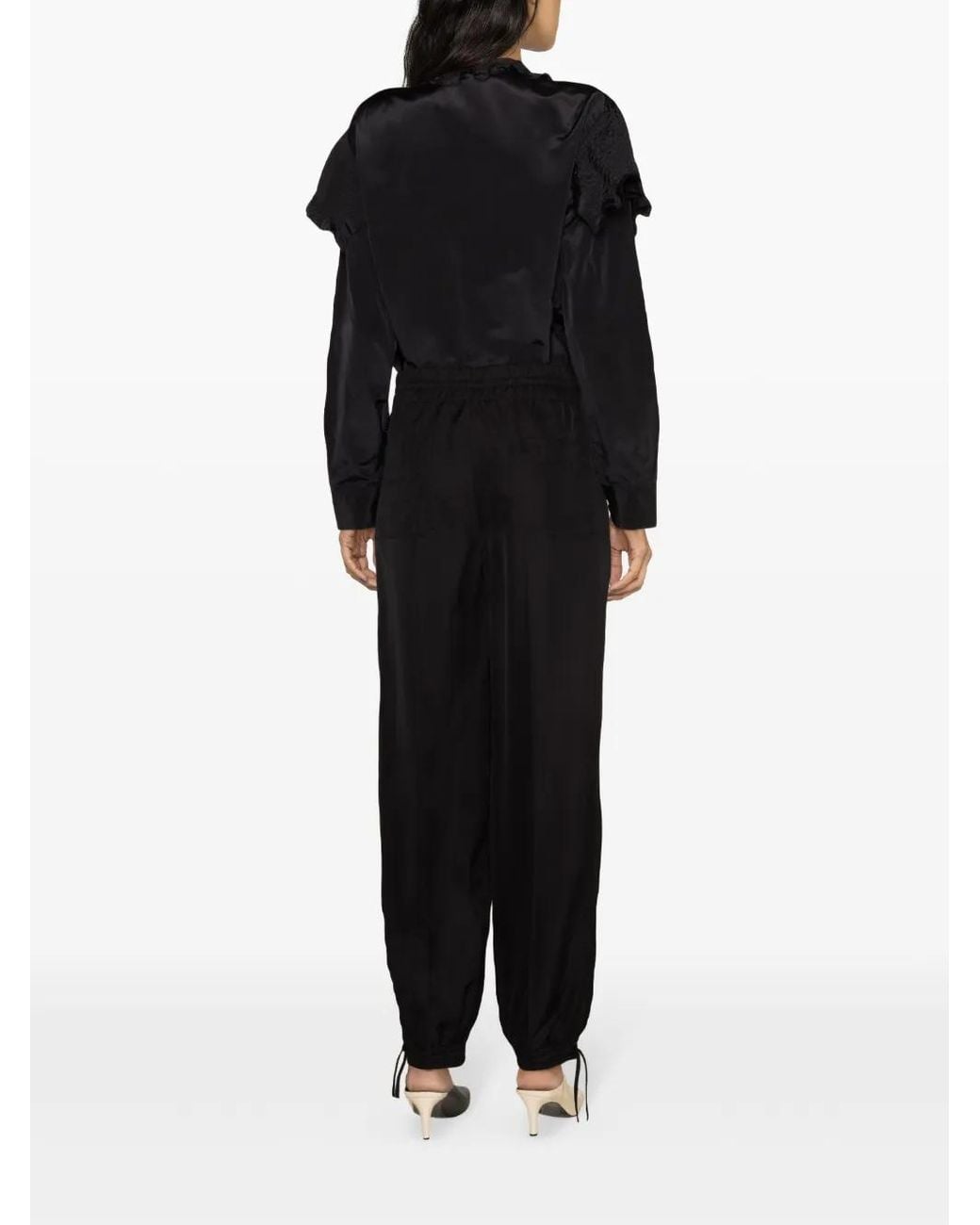 Jil Sander Black Ruffled Button-Up Blouse