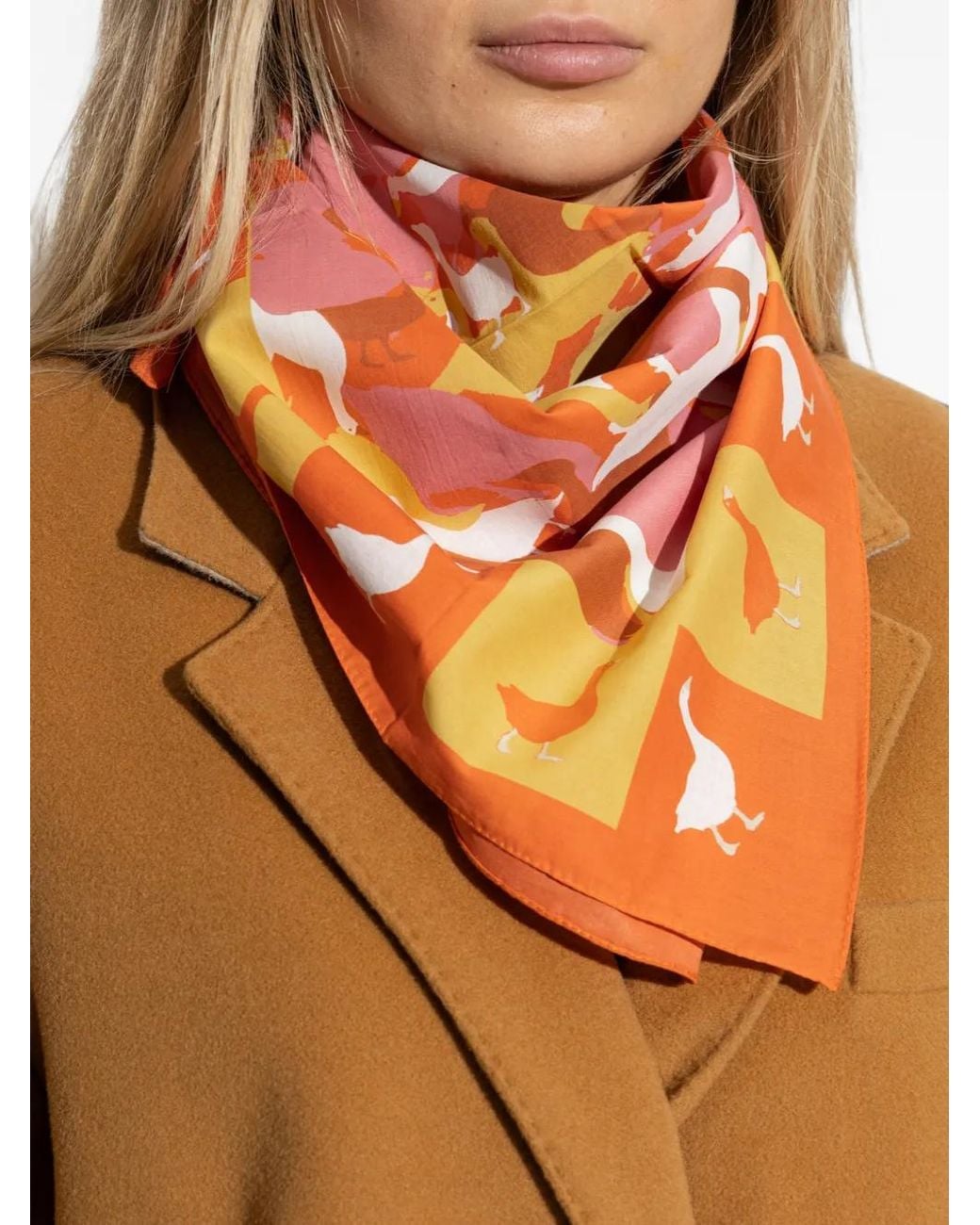 Moschino Orange Goose-Print Scarf