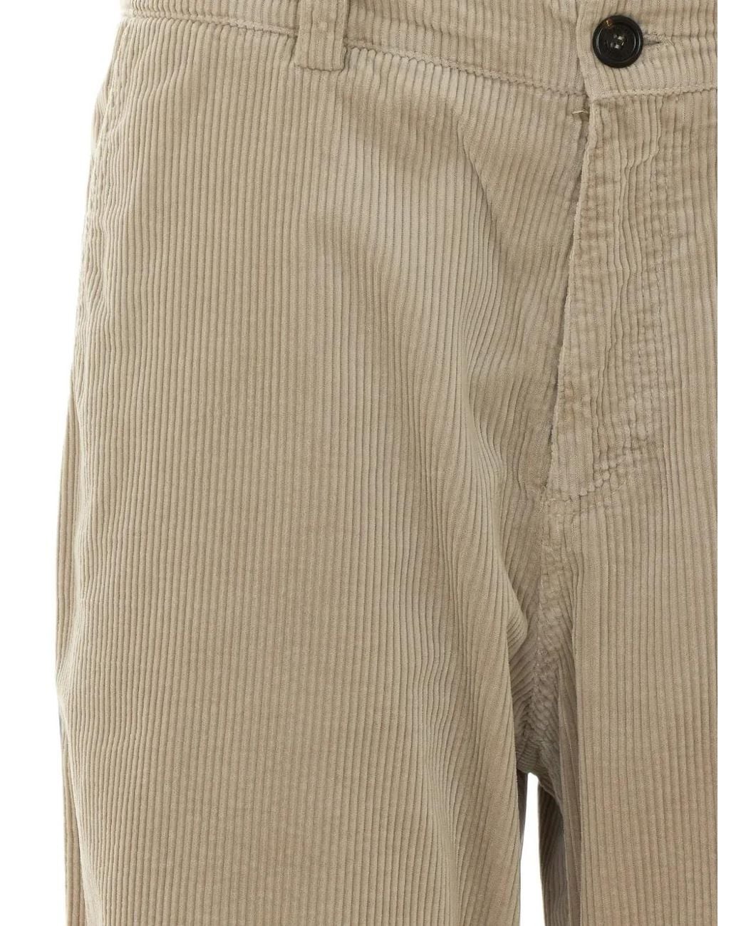 Brunello Cucinelli Natural Pantalon Droit En Velours Côtelé for men