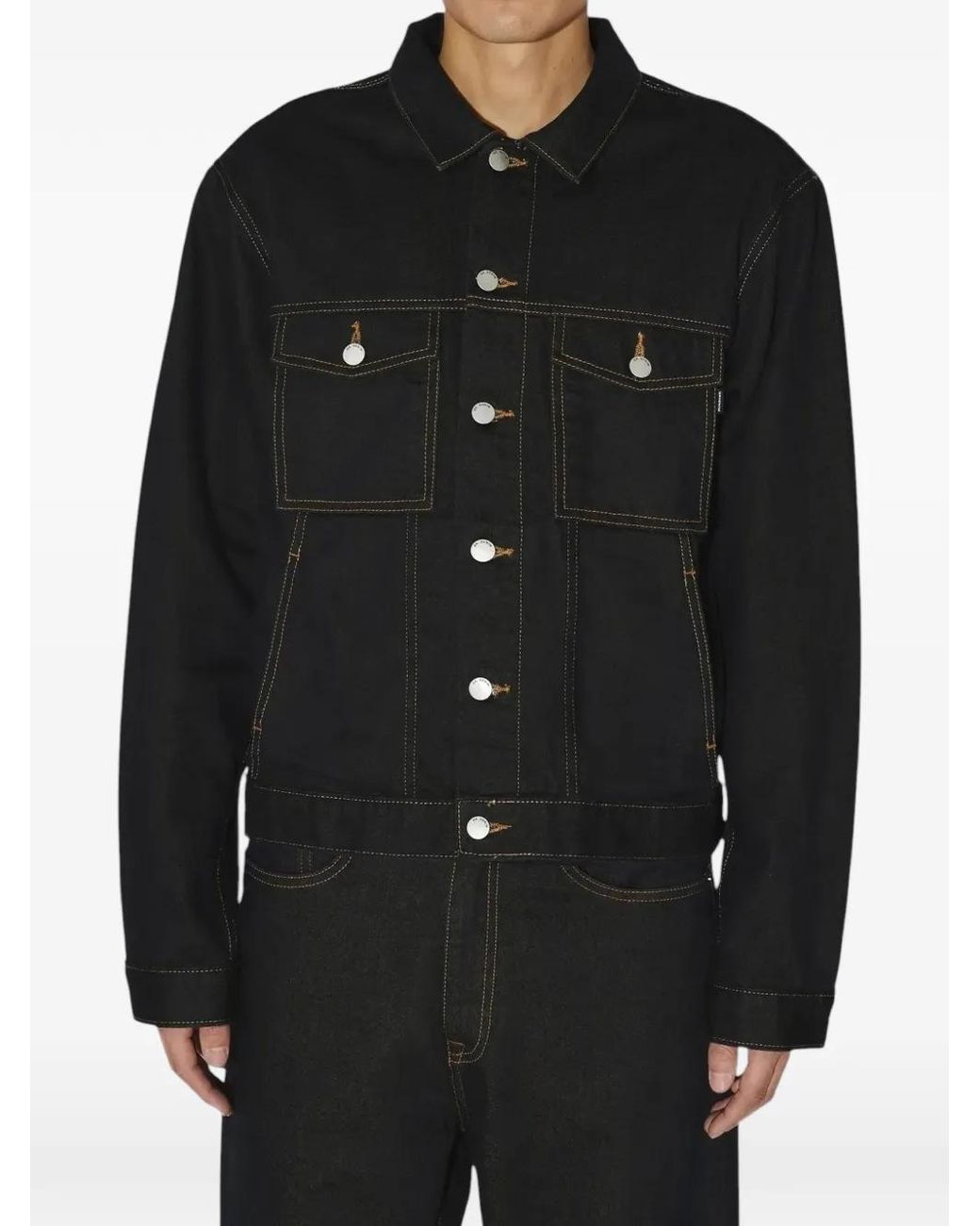 Dr. Denim Black Corey Contrast-Stitch Denim Jacket