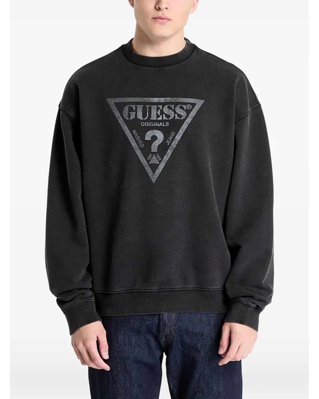 Guess Black Logo-Print Sweatshirt for men