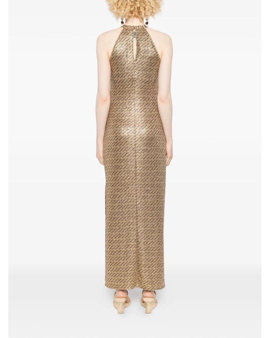 Siyu Natural Tallis Halterneck Patterned Maxi Dress
