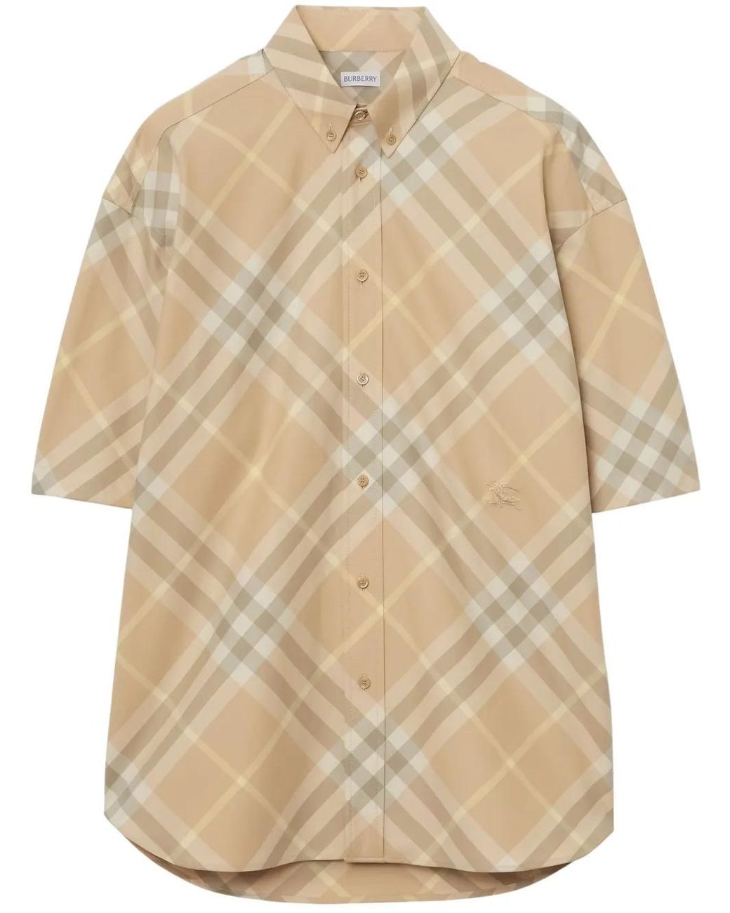 Burberry Natural Neutral Checked Cotton Shirt - Men's - Mother Of Pearl/cotton for men
