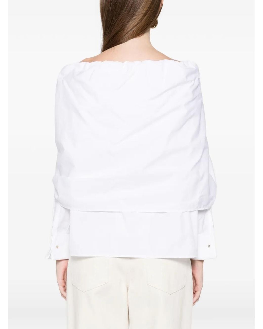 Max Mara White Cotton Blouse With Stole
