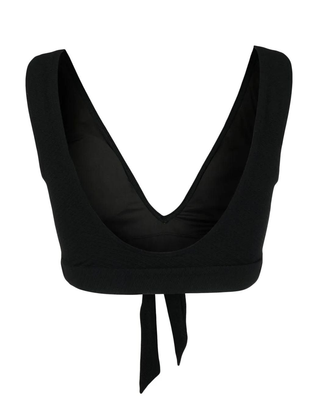Duskii Black Ribbed V-Neck Bikini Top