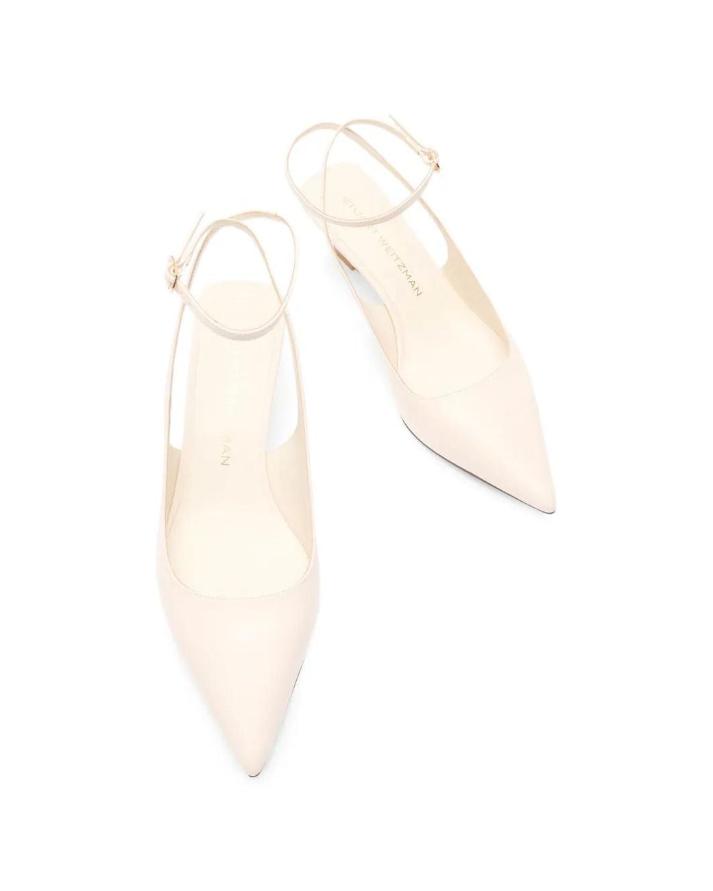 Stuart Weitzman White Vinnie Back Strap Pumps