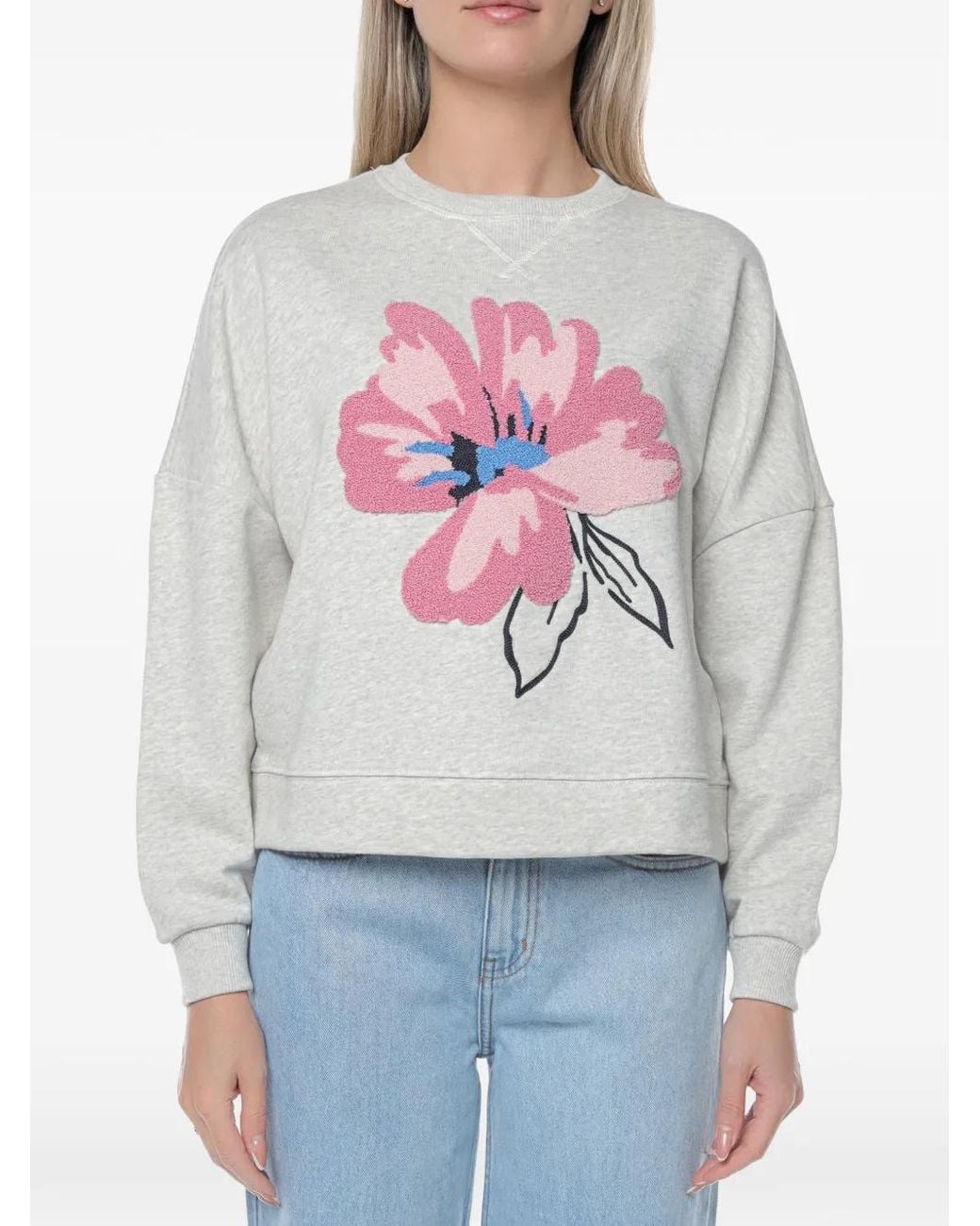 Ted Baker Gray Vienaa Floral-Patch Sweatshirt