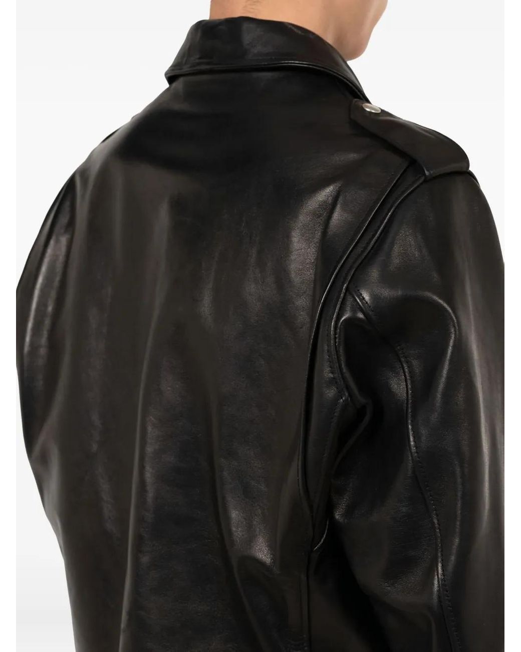 Maison Mihara Yasuhiro Black Zip-Up Belted Leather Jacket for men