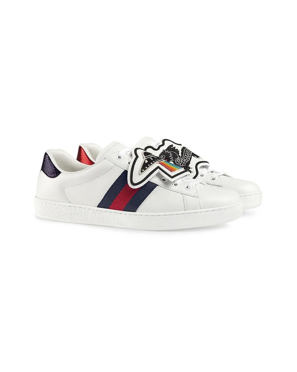 Gucci Leather Ace Sneakers With Removable Patches in White for Men | Lyst