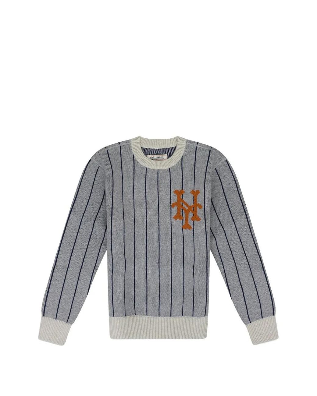 Aimé Leon Dore Gray X New York Mets Pinstriped Sweater for men