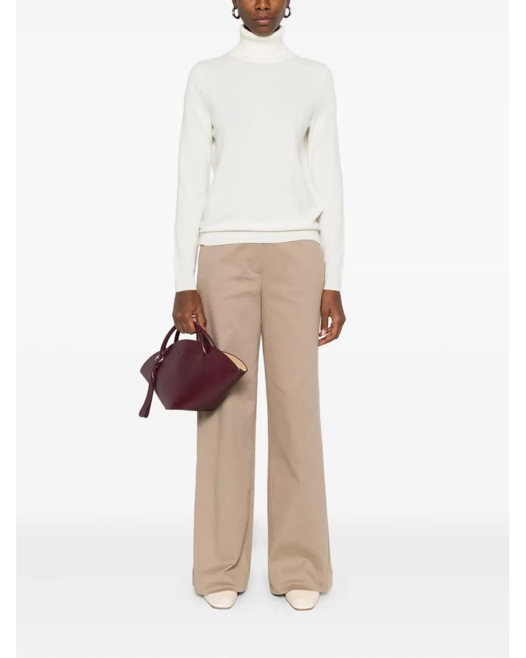 Bompard White Roll-Neck Cashmere Sweater