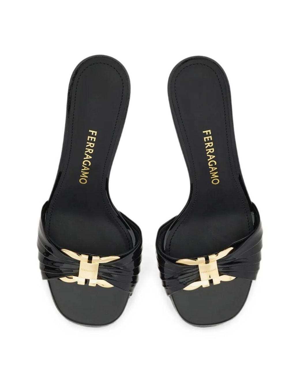 Ferragamo Black Gancini Ornament Slides