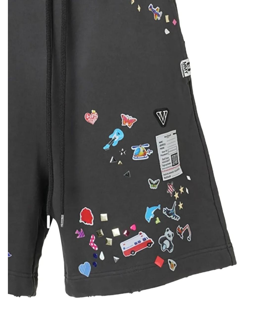Maison Mihara Yasuhiro Gray Kids Sticker Printed Sweat Shorts for men