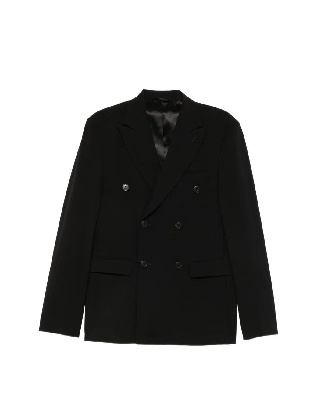 Amaranto Black Double-Breasted Peak-Lapel Blazer for men