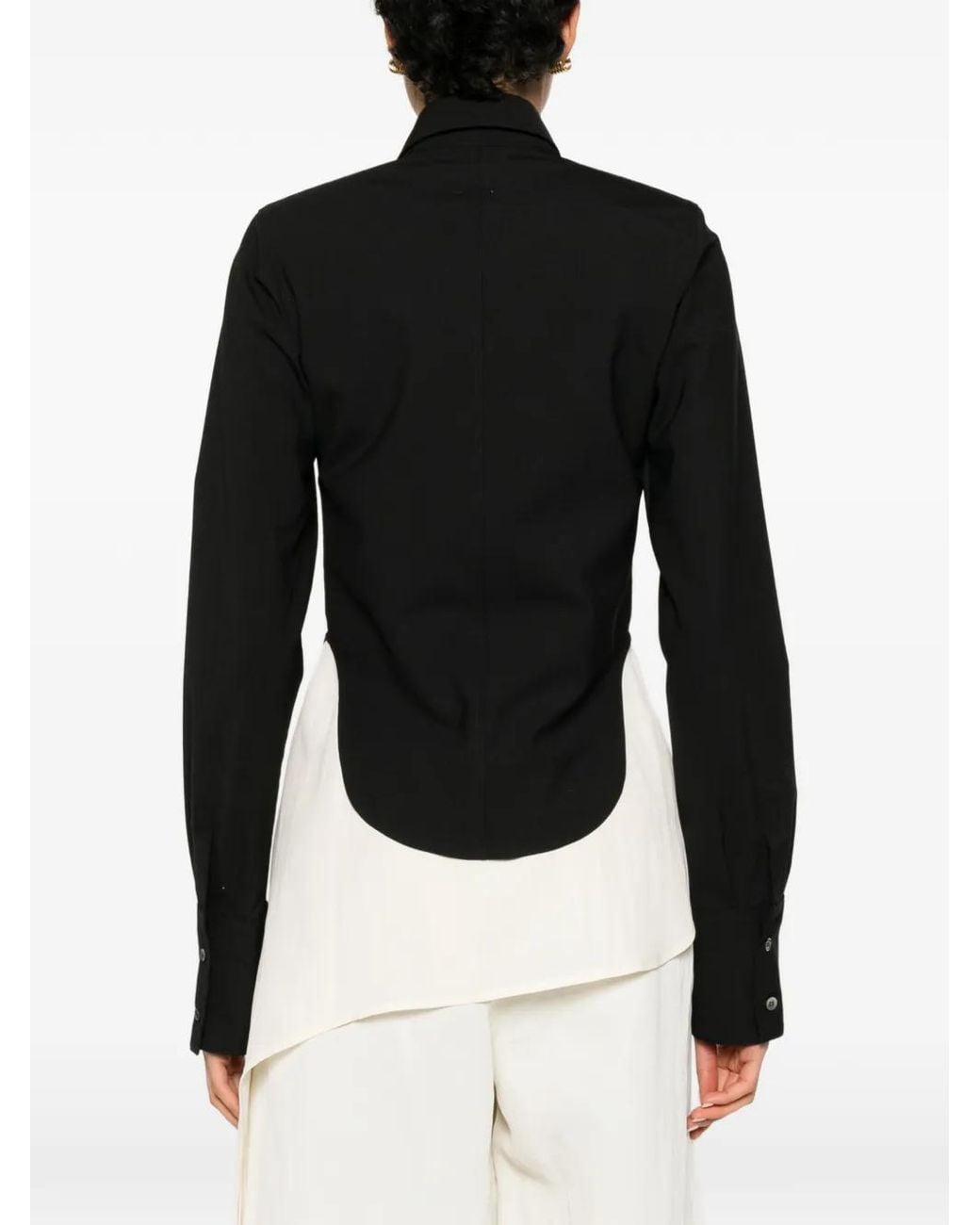Covert Black Curved-Hem Shirt