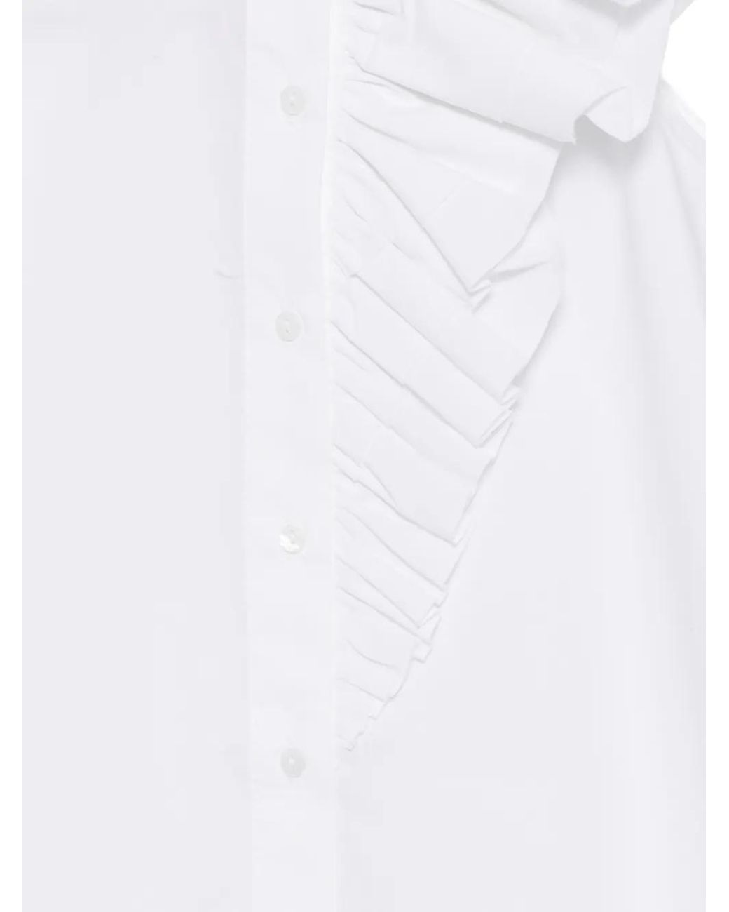 Alpha Studio White Ruffled Shirt