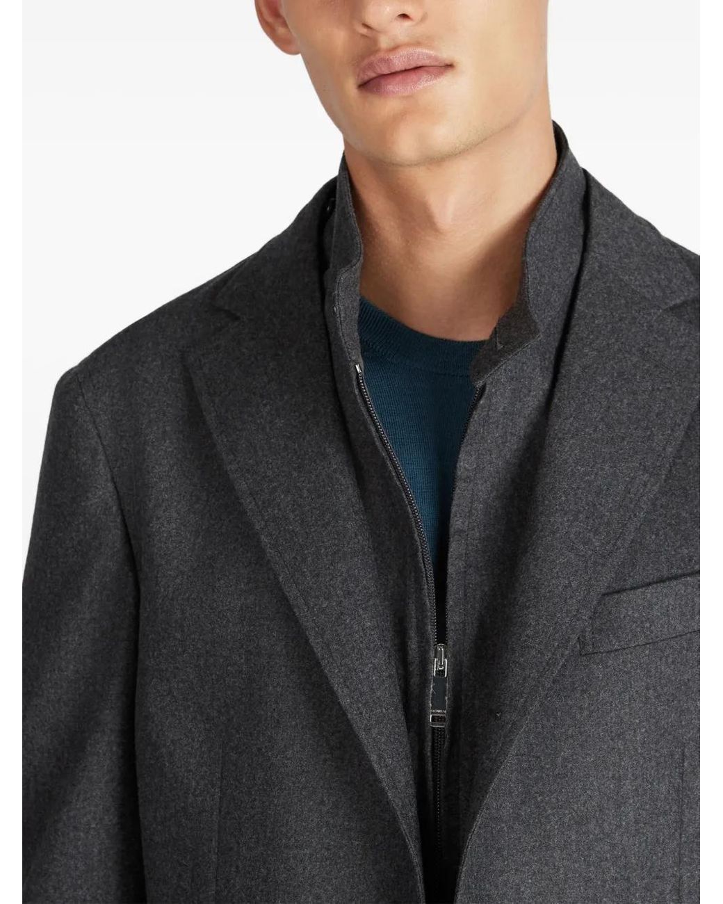 Incotex Gray Removable-Panel Flannel Jacket for men