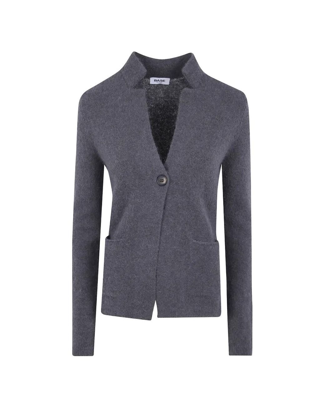 Base London Blue Alpaca-Knit Single-Button Cardigan