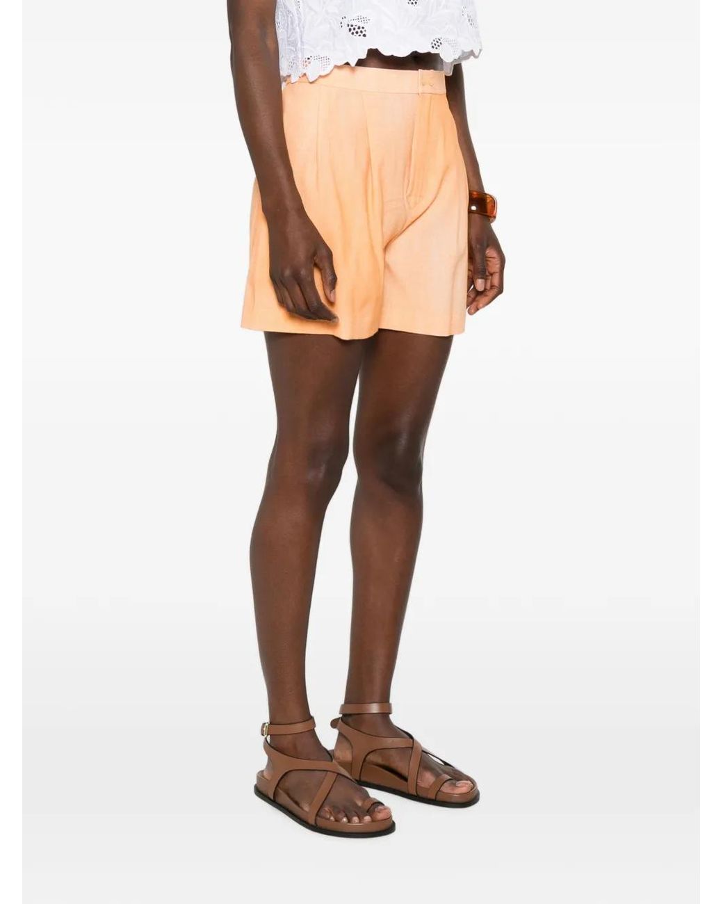 Ermanno Scervino Natural Pleated Buttoned Shorts