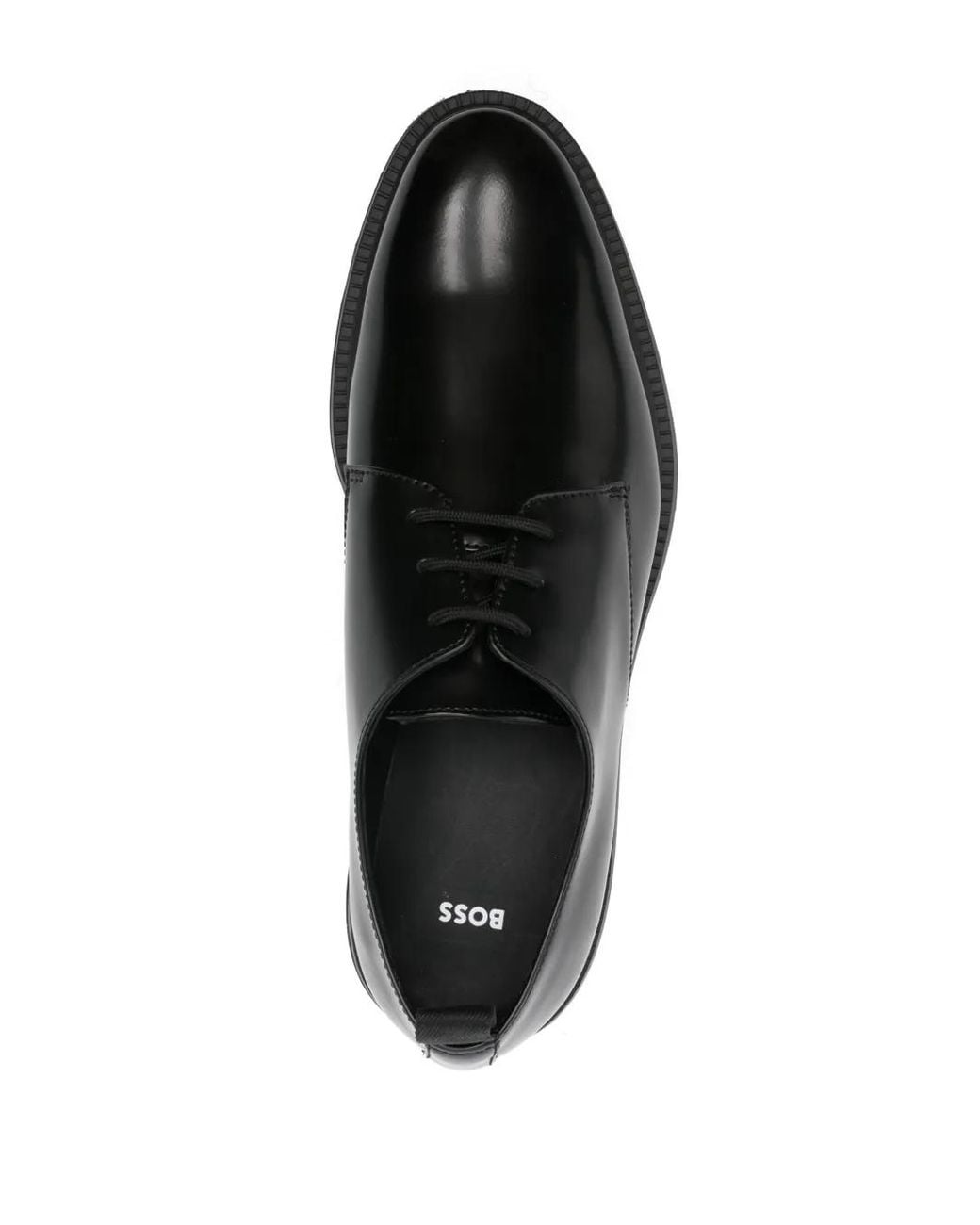 Boss Black Leather Derby Shoes for men