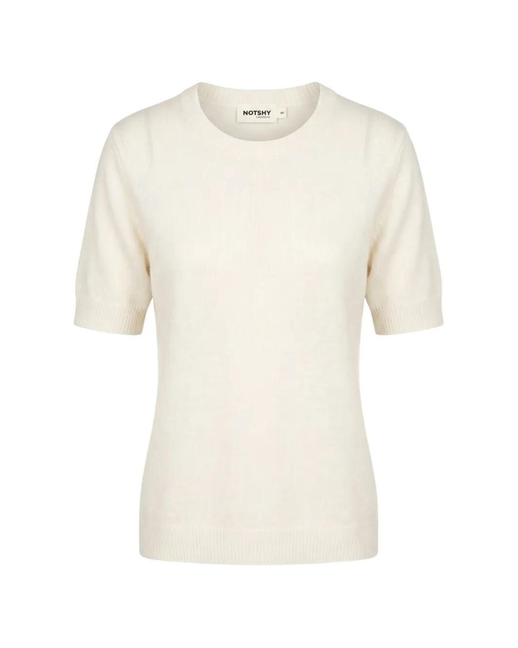 Not Shy White Pull En Cachemire À Manches Courtes
