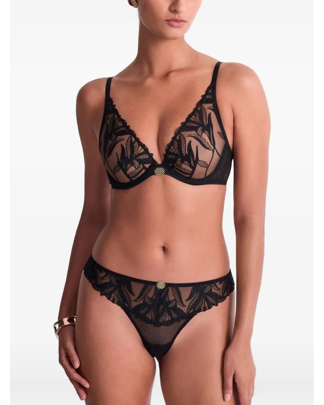 Aubade Black Sweet Euphoria Embroidered Thong