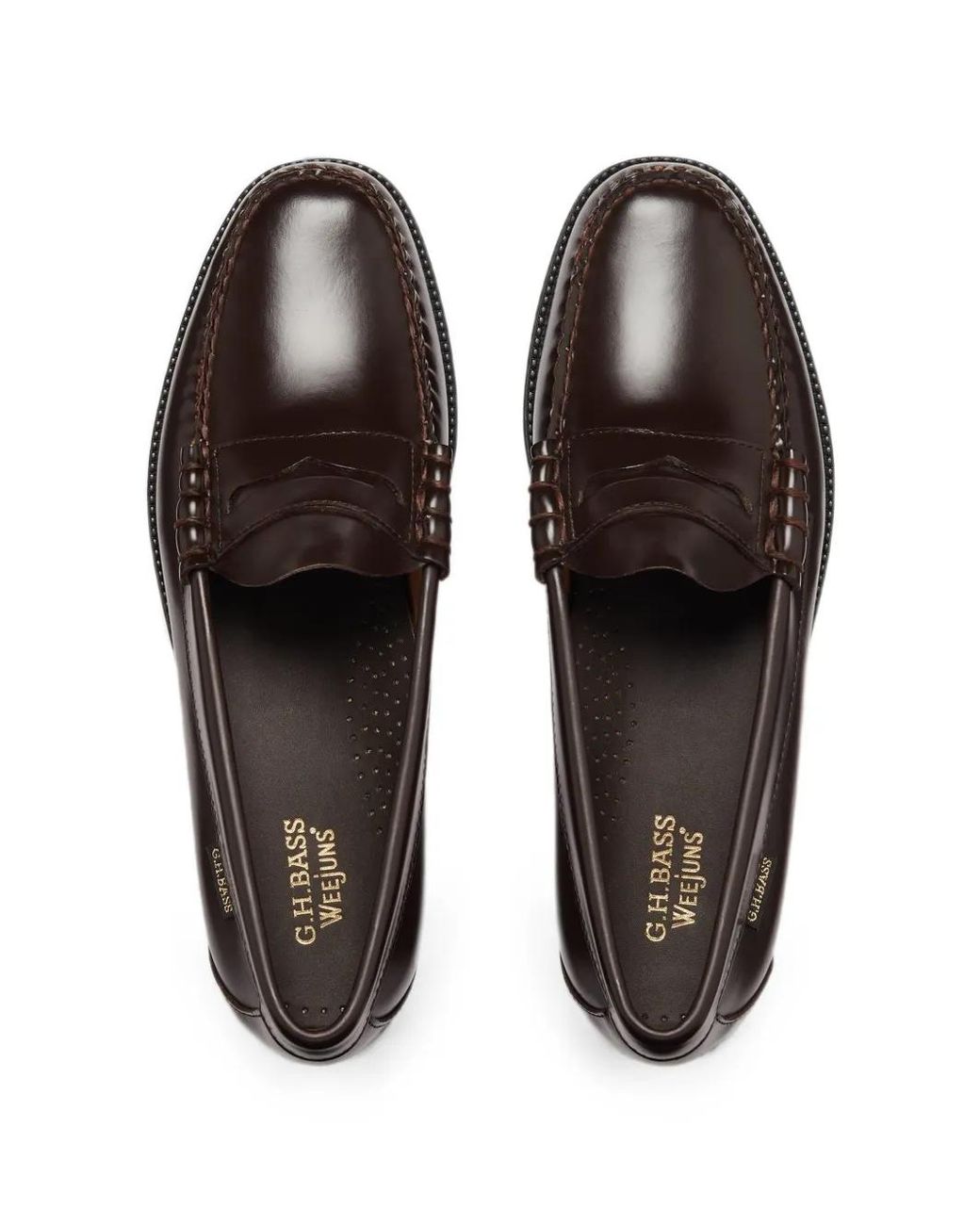G.H.BASS White Mocassins Larson Flag En Cuir for men