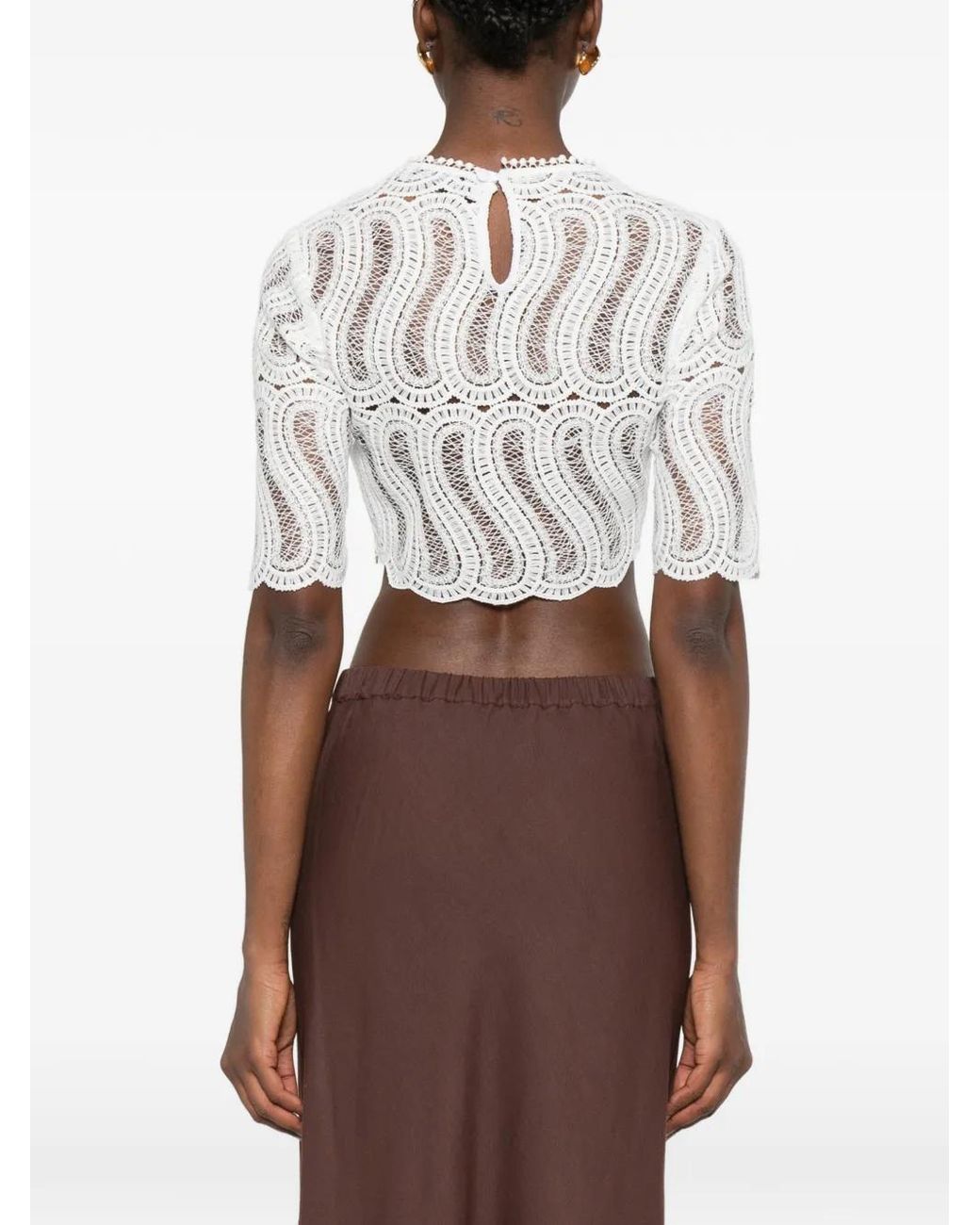 Raquel Diniz White Sabi Lace Scalloped Top