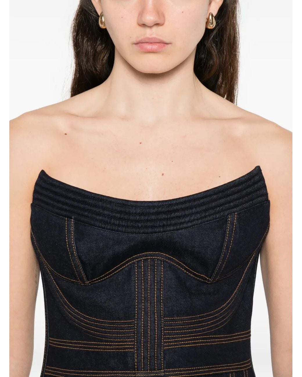 Zimmermann Black Corded Denim Corset