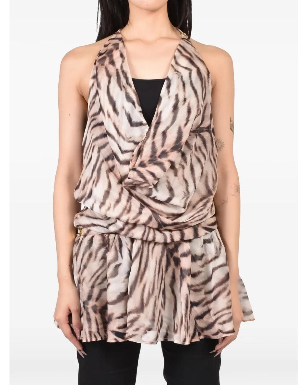 Room Service Pjs Brown Tiger-Print Bias-Cut Mini Dress