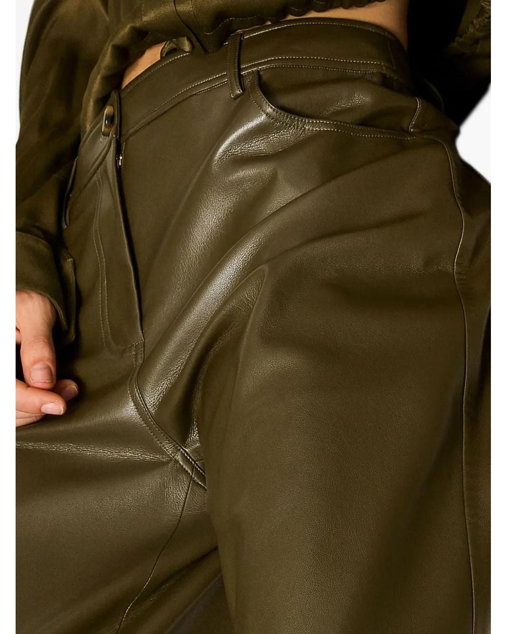 Twinset Green Panelled Zip-Fastening Trousers