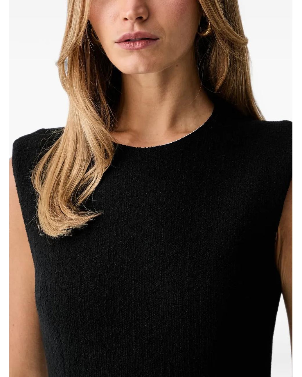 Silvian Heach Black Bouclé-Knit Sleeveless Mini Dress