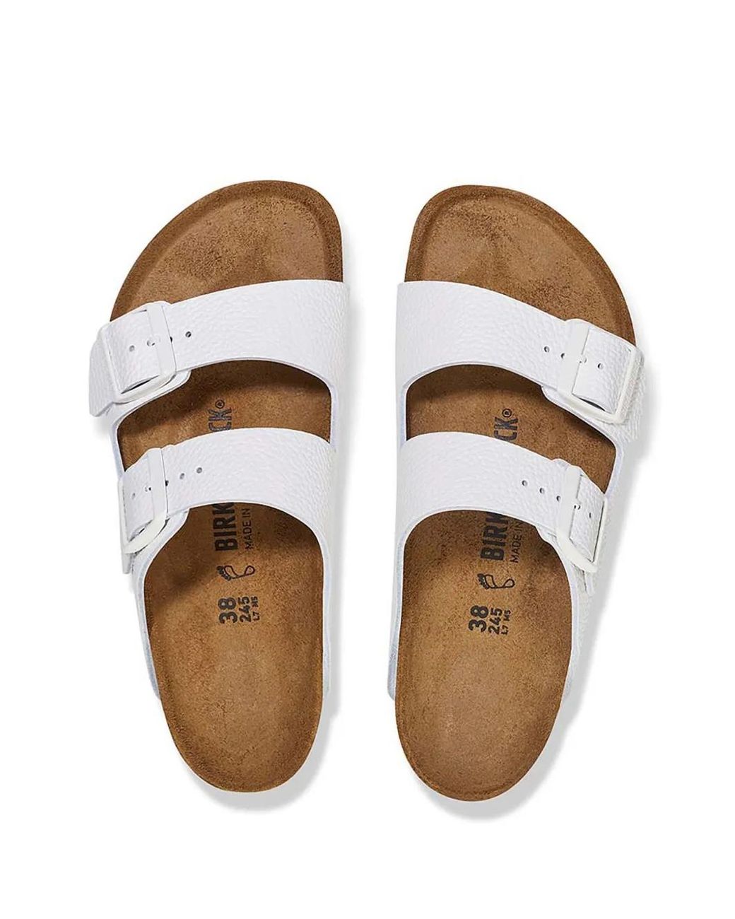 Birkenstock White Arizona Leather Slides for men