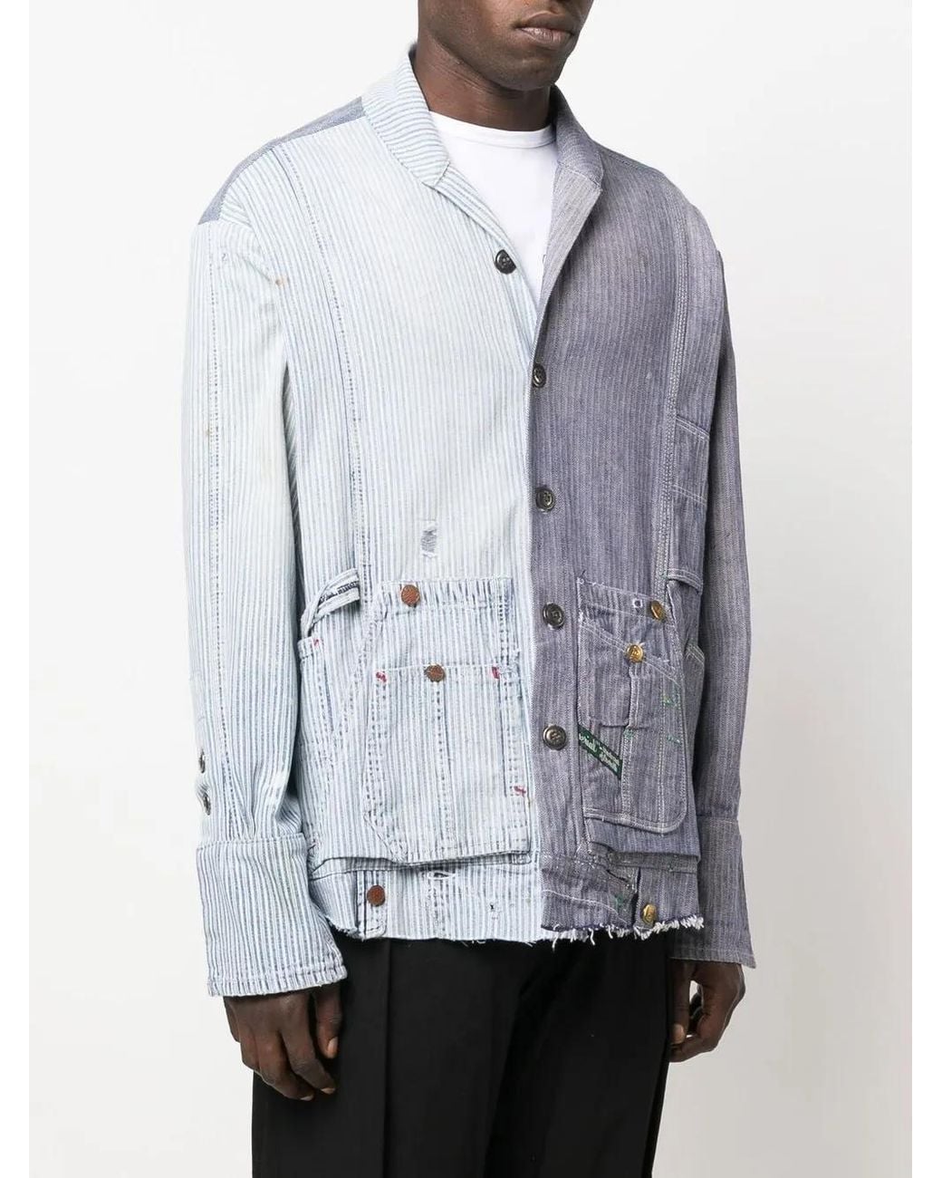 Camisa A Rayas Con Diseño Patchwork Greg Lauren de hombre de color Blue