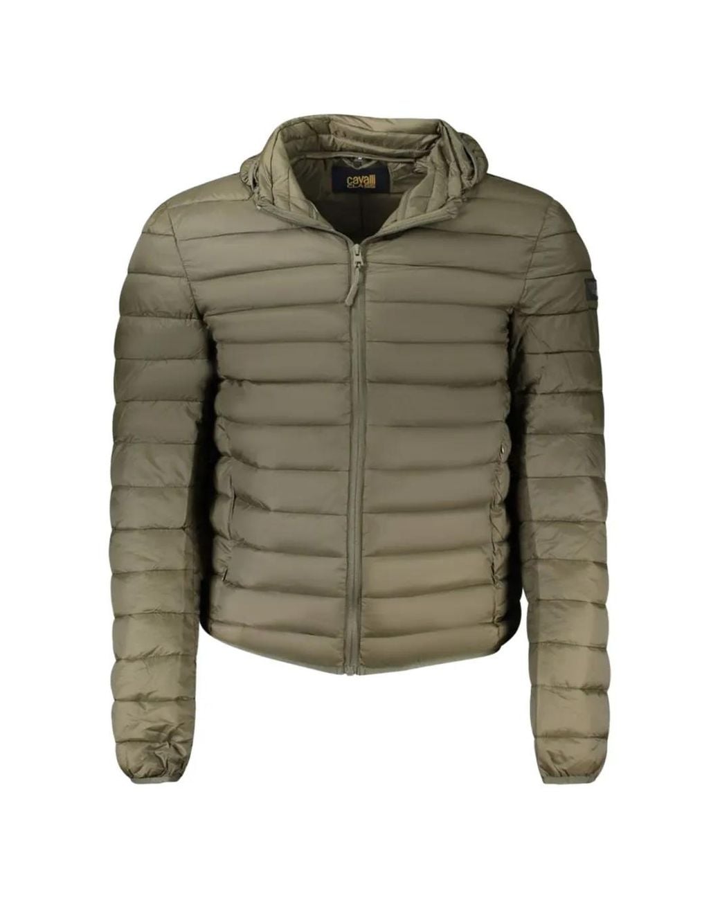 Roberto Cavalli Green Hooded Quilted Jacket for men