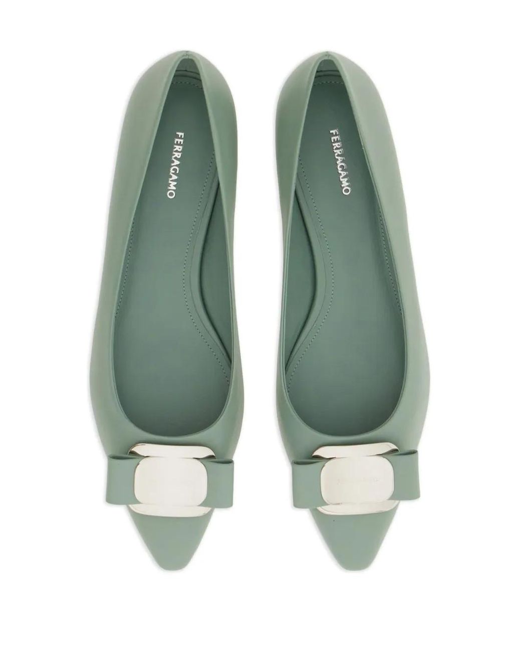 Ferragamo Green Ballerina Shoe