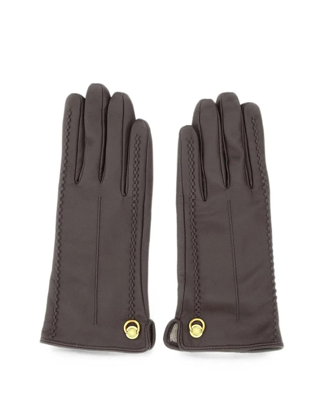 Gianni Chiarini Brown Logo-Rivet Suede Gloves