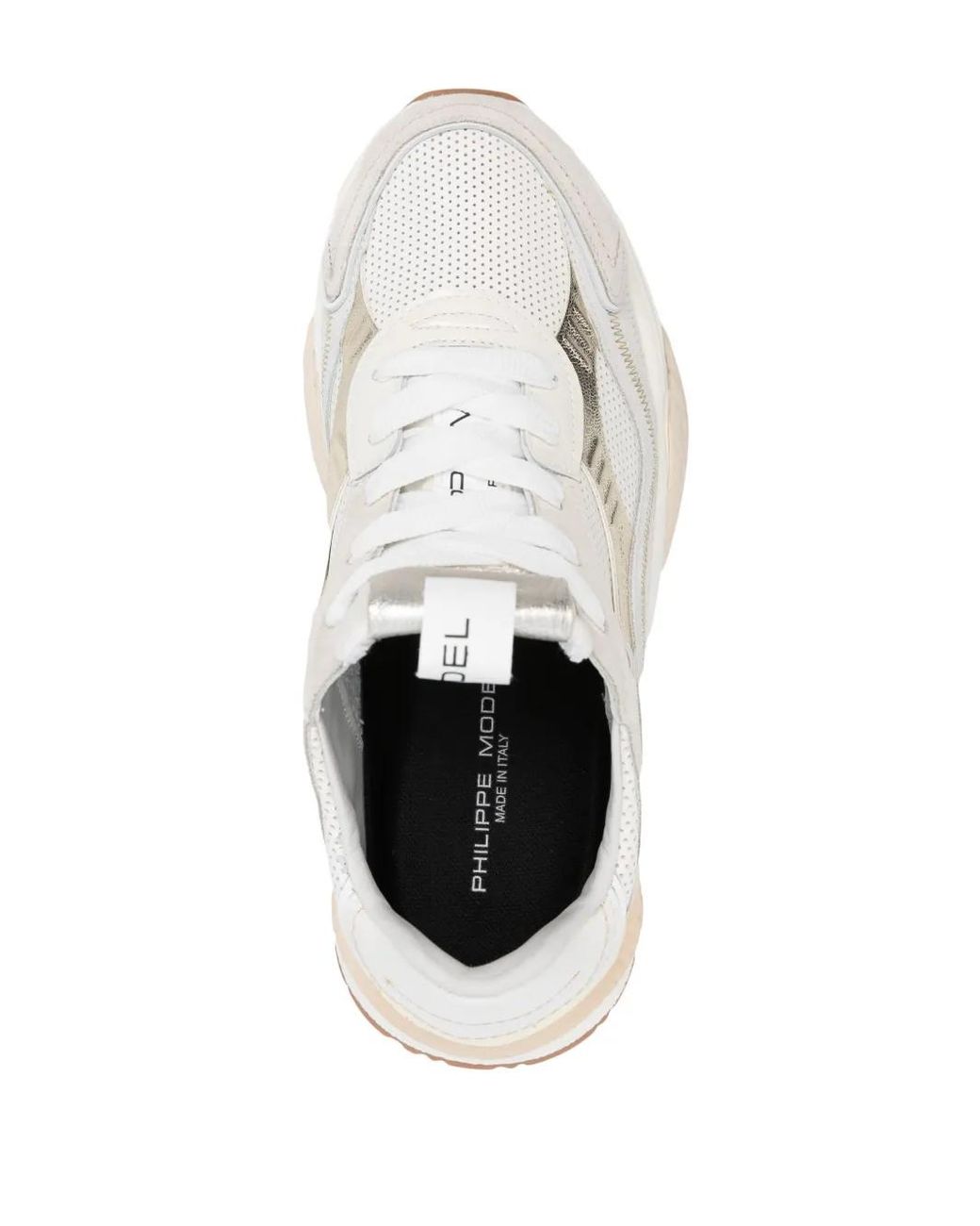 Philippe Model White Panelled-Design Sneakers